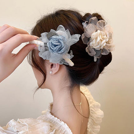 Flower Tulle Hair Clips Large Hair Pins Hairgrips Claw Clips for Hair Women - Aimall