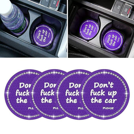 4pcs Purple Car Coasters Round Anti Slip Drink Holder Mats for Vehicle Interior