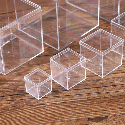 10pcs Clear Acrylic Plastic Boxes Square Storage Containers for Food  Small Item