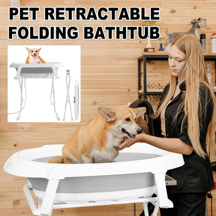Pet Bath Tub Elevated Stand for Cats and Puppies Portable Bathing Tub for Pets