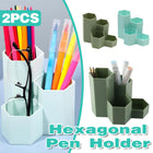 2pcs Hexagonal Pen Holder Desktop Organiser Storage Box Office Desk Accessories