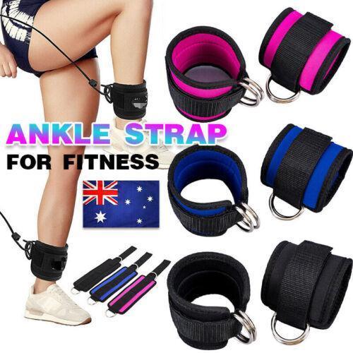 2PCS Weight Lifting Ankle D-Ring Strap Pulley Cable Kickbacks Attachment Gym Leg - Aimall