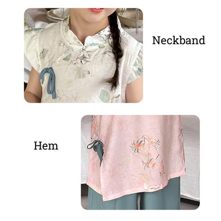 New Chinese Style Girls Waistcoat Tang Suit Pink White Two Piece Cheongsam Set
