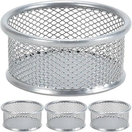 4PCS Black Sliver Mesh Paper Clip Holder Storage Bucket Desk Accessories Office