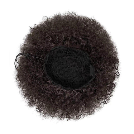 8 Inch Afro Wig Curly Ponytail Hairpiece Natural Puff Bun Hair Extension Black
