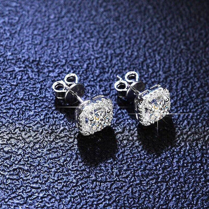 1 Pair Brilliant Square Cut Cubic Zirconia Stud Earrings Stainless Steel E135 7Clours - Aimall