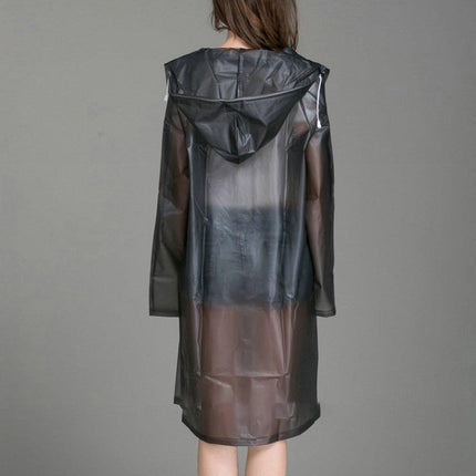 Gray Transparent Unisex Raincoat Lightweight Waterproof Poncho Hooded Jacket