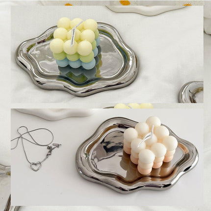 2PCS Luxury Ceramic Jewelry Display Tray Organizer Plate Storage Large Decor
