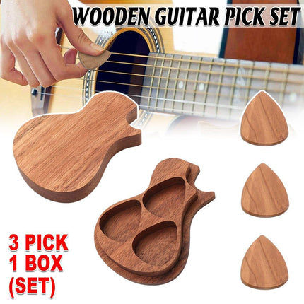 Wooden Guitar Pick Holder Plectrum Case Organizer Compact Plectrum Storage Box
