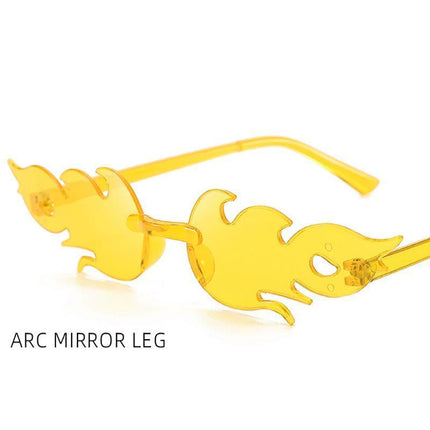 Sunglasses Eyewear Wave Sun Glasses Fire Flame Rimless Fashion Sunglasses - Aimall