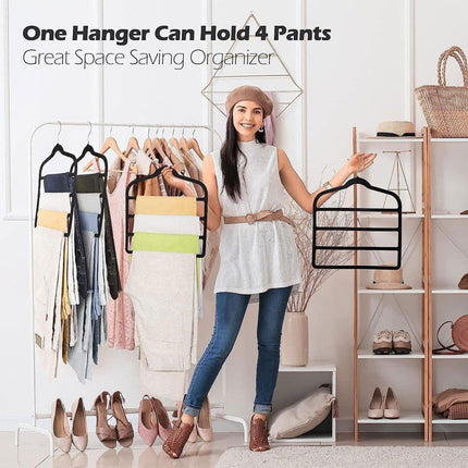 5PCS Multifunctional Non-slip Flocking Rack Multi-layer Hanger Wardrobe Storage