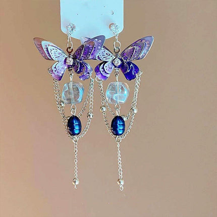 Luxury Crystal Butterfly Bow Earrings Elegant Fashion Niche Exquisite Jewelry