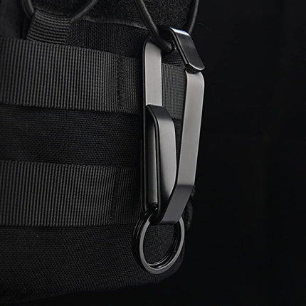 4PCS Black Keychain with Dual Rings Stainless Steel Belt Clip Wear Belt Buckle