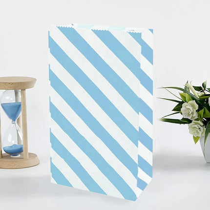 100X Colourful Plaid Kraft Paper Bag Candy Cookie Snack Cake Gift Bags 13*8*24CM - Aimall