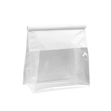 100x Kraft Paper Flat Bottom Cake Packaging Toast Bread Bags With Window White - Aimall