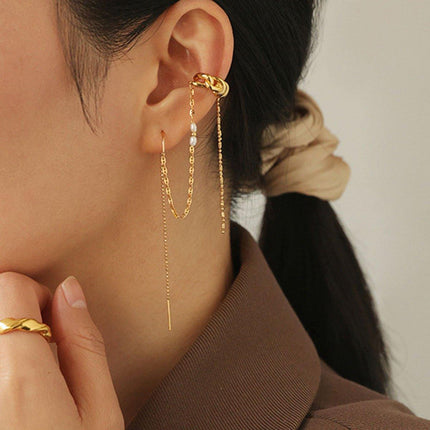 One Piece Earrings Pearl Ear Wire Wrap Design Ear Bone Cuff Clip For Women