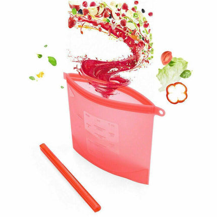 Reusable Silicone Food Storage Bags Leak proof Microwave Freezer Freshness Safe 1000ml*2 - Aimall