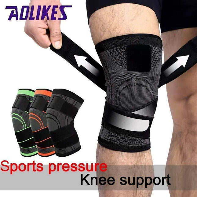 Orange AOLIKES 3D Knee Support Brace Compression Sleeve Arthritis Pain Relief Gym - Aimall