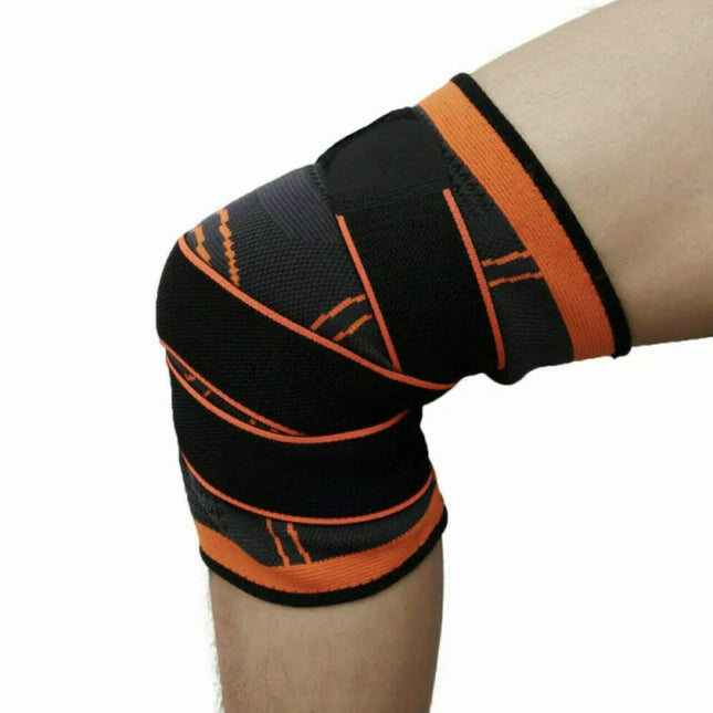 Orange AOLIKES 3D Knee Support Brace Compression Sleeve Arthritis Pain Relief Gym - Aimall