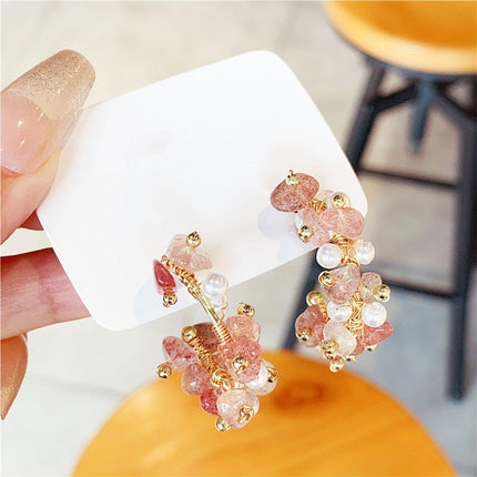 Handmade Colourful Gravel Bead Drop Earrings Women Girls Trendy Fashion