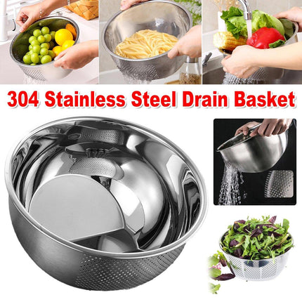 304 Stainless Steel Drain Basket for Rice Washing Vegetables Household Strainer