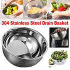 304 Stainless Steel Drain Basket for Rice Washing Vegetables Household Strainer
