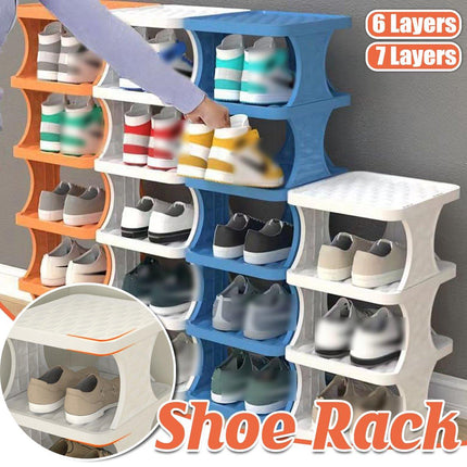 6/7 Tier Foldable Shoe Rack Simple Home Door Organizer Folding Shoe Stand