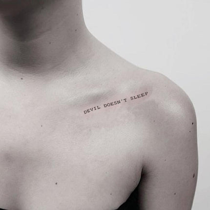 Devil Does Not Sleep English Tattoo Darkly Temporary Body Art Sticker Waterproof - Aimall