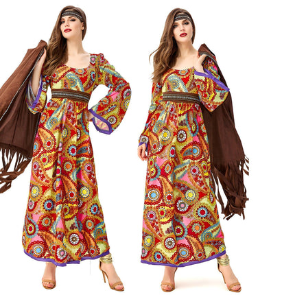 70 S Retro Disco Hippy Dress Hippie Costume Dress Primitive Tribal Goddess - Aimall