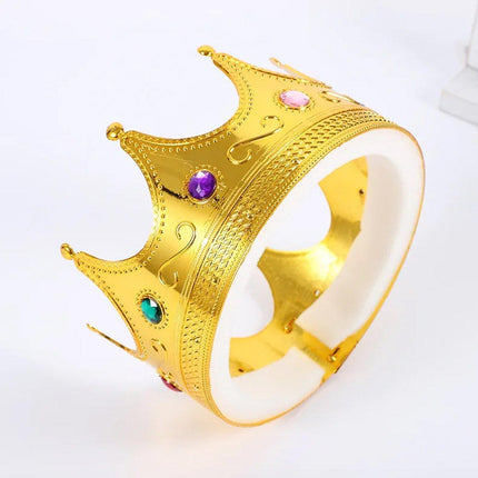2PCS Gold King Crown Hat Prince Costume Accessory Party Masquerade Prop
