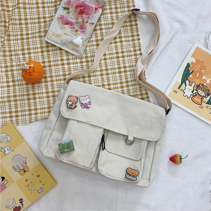 Cute Girl Crossbody Canvas Bag Womens Shoulder Bag Messenger Handbag Casual Tote