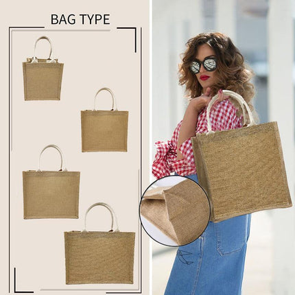 Unprinted Linen Handbag Good Product Companion Gift Linen Hemp Jute Shopping Bag - Aimall