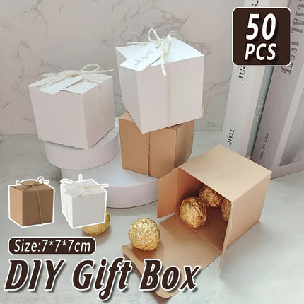 50pcs Vintage Kraft Paper Wedding Candy Boxes Party Favor Gift Box Recyclable