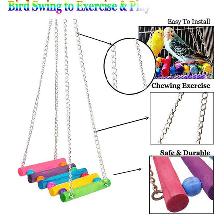 5PCS Parrot Hanging Swing Bird Toy Harness Cage Ladder Parakeet Cockatiel Budgie - Aimall