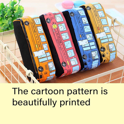 4PCS Large Capacity Cartoon Bus Pencil Case Stationery Storage Bag for School or Gifts