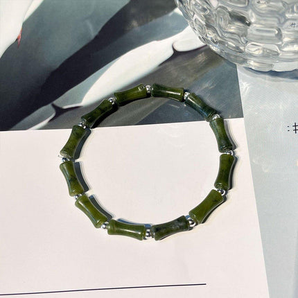 New Chinese Green Bamboo Splicing Bracelet Unique Handmade Jewelry Fashion
