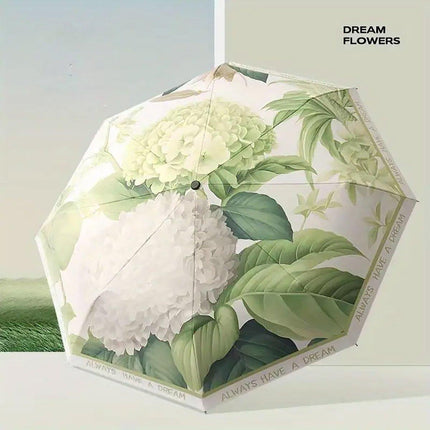 Floral Automatic Folding 3 Fold Umbrella Auto Open Close Travel Windproof Anti-UV