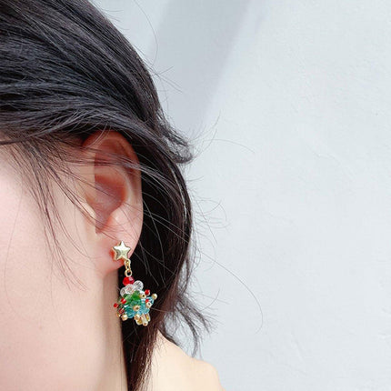 Cute Christmas Tree Stud Earrings for Girls Holiday Jewelry Festive Fashion Gift