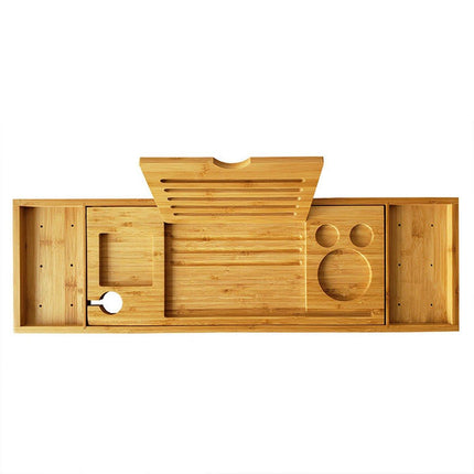 Bathroom Bamboo Bath Caddy Wine Glass Holder Table Tray Bathtub Rack Soap Shelf