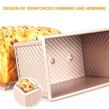 Golden Toast Bread Box with Lid Non Stick Baking Mould for Oven Kitchen Tools