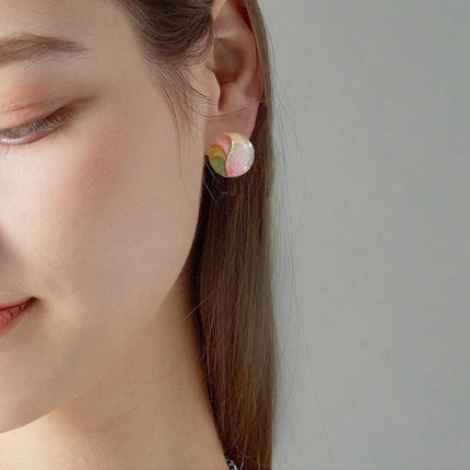 925 Silver Retro Geometry Oil Painting Color Mixing Dangle Earrings Jewlery Gift - Aimall