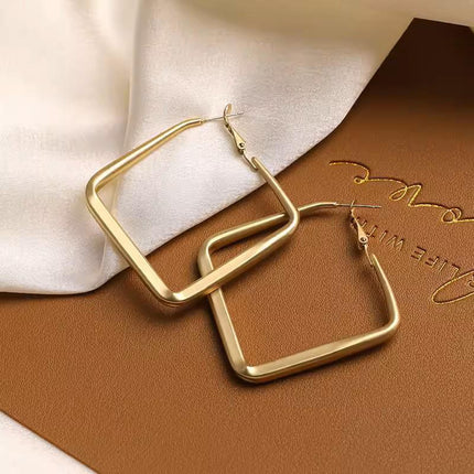 925 Sterling Silver Hoop Earrings Large Buckle Women Lady Fashion Jewelry - Aimall