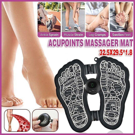Black Rechargeable Ems Bioelectric Acupoints Massager Mat Foot Stimulator Au - Aimall