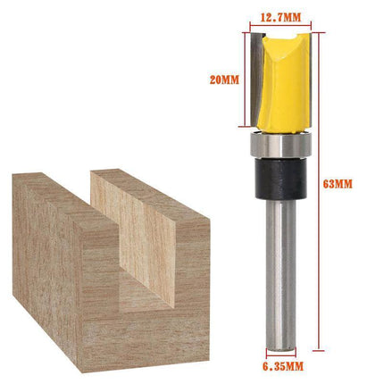 3PCS 1/4" Shank Flute Flush Trim Router Bit Set Top Bearing Milling Cutter Kit - Aimall