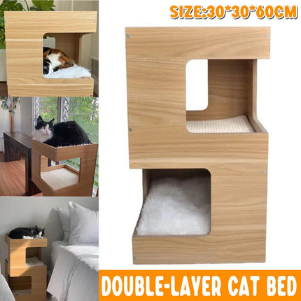 Double Layer Cat Climbing Shelf Multi-Level Cat Hutch Pet Furniture for Cats