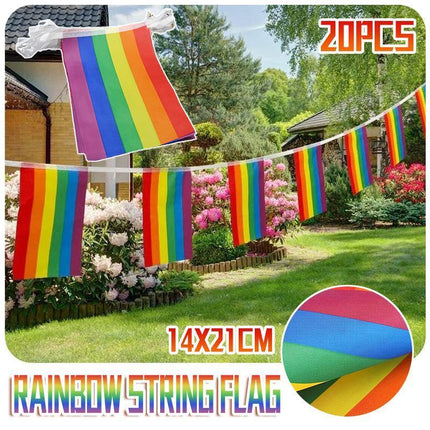 20x 5M Rainbow String Flag Gay Lesbian Pride LGBT Mardi Gras Party Banner Outd - Aimall