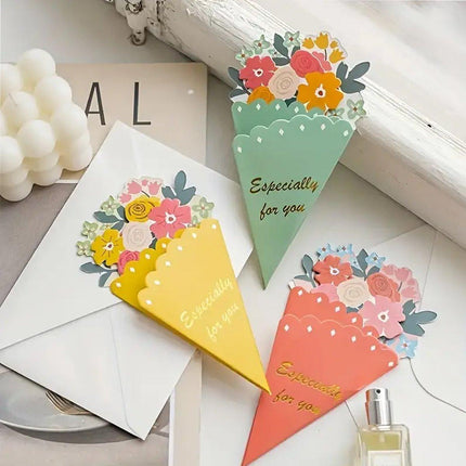 Mother's Day Bouquet Blessing Card 5 Flower Shape Birthday Gift Three-dimensional Creative Card Blessing Card