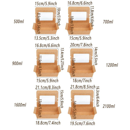 50pcs Kraft Paper Take Out Box Salad Fried Chicken Lunch Box Open Window