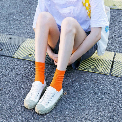 New Olid Pure Colour Formal Socks Cotton Fashion Casual Breathable Crew Socks - Aimall