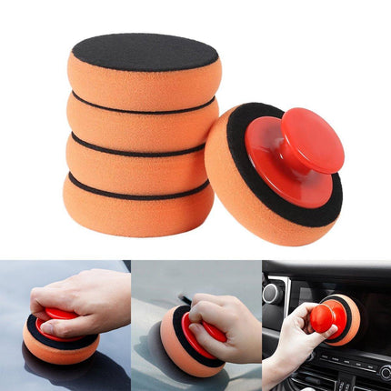 5pcs Car Polishing Sponge with Handle Manual Buffing Pads for Auto Detailing